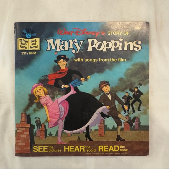 Vintage Disney Books with Records included; Cinderella Peter Pan Mary Poppins - Picture 6 of 14